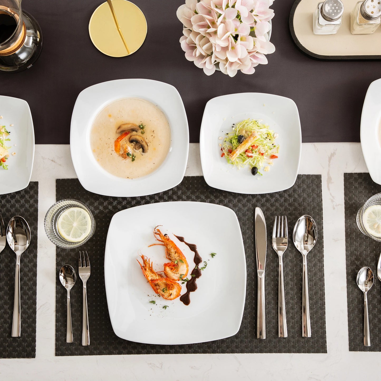 MALACASA Julia Porcelain Dinnerware Set Service For 6