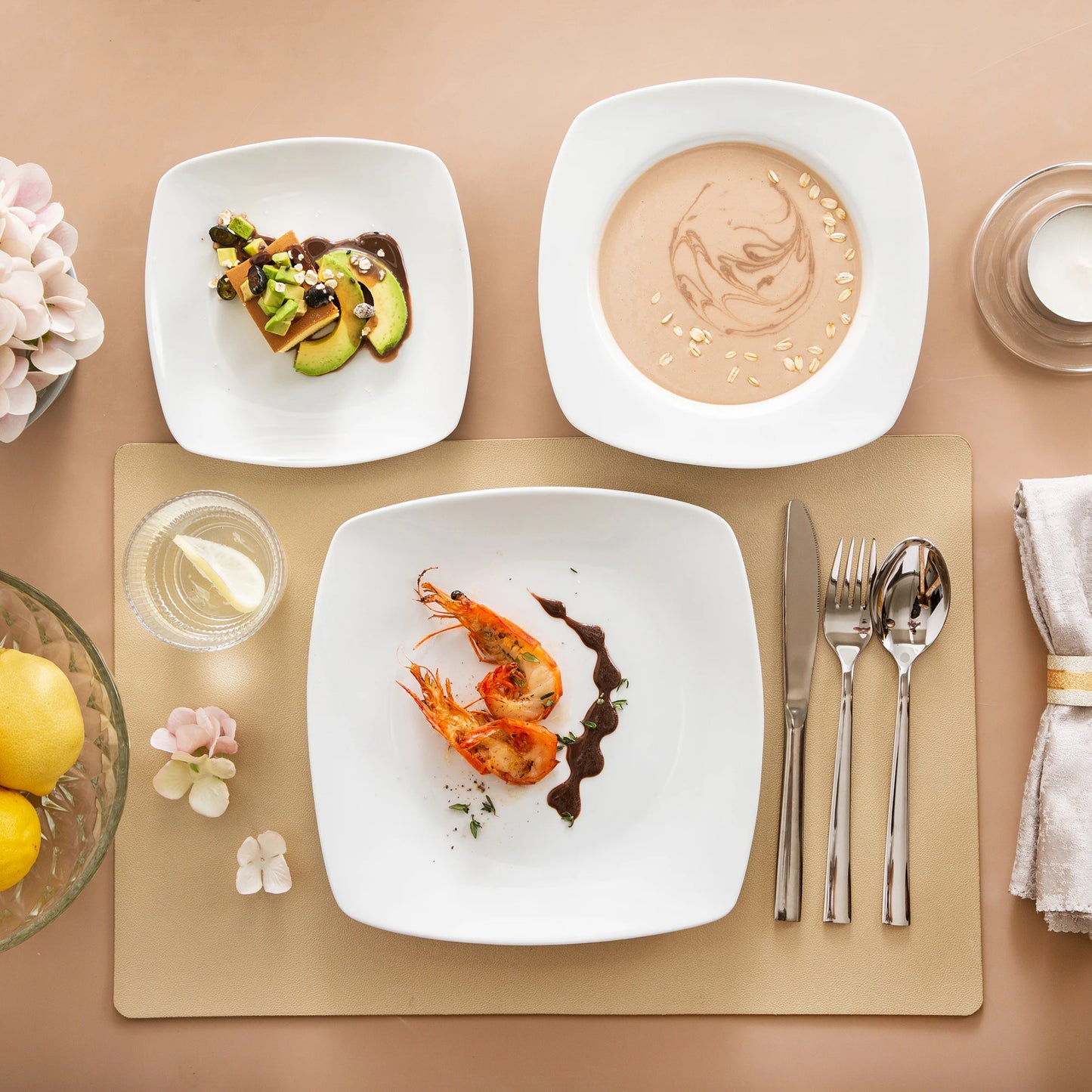 MALACASA Julia Porcelain Dinnerware Set Service For 6