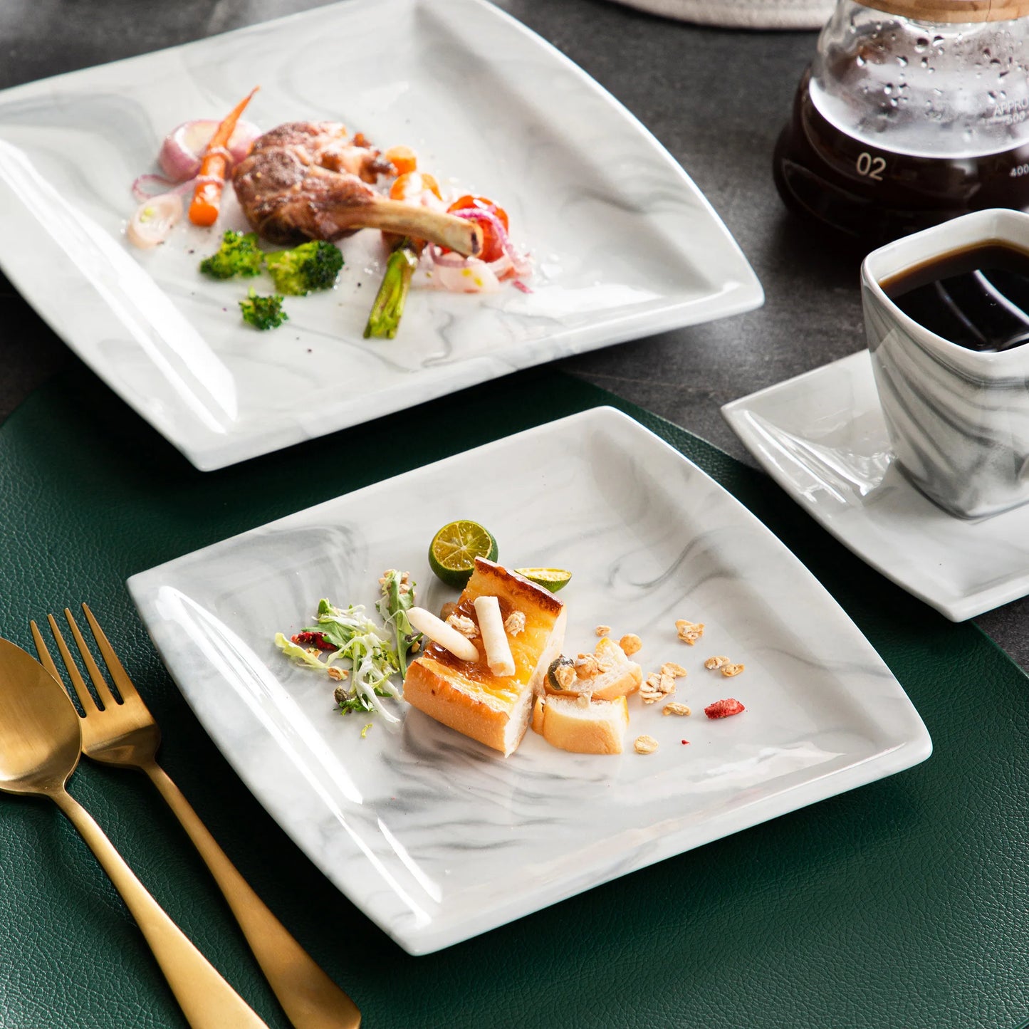 MALACASA Porcelain Dinnerware Set For 12 Service Elegant Tableware