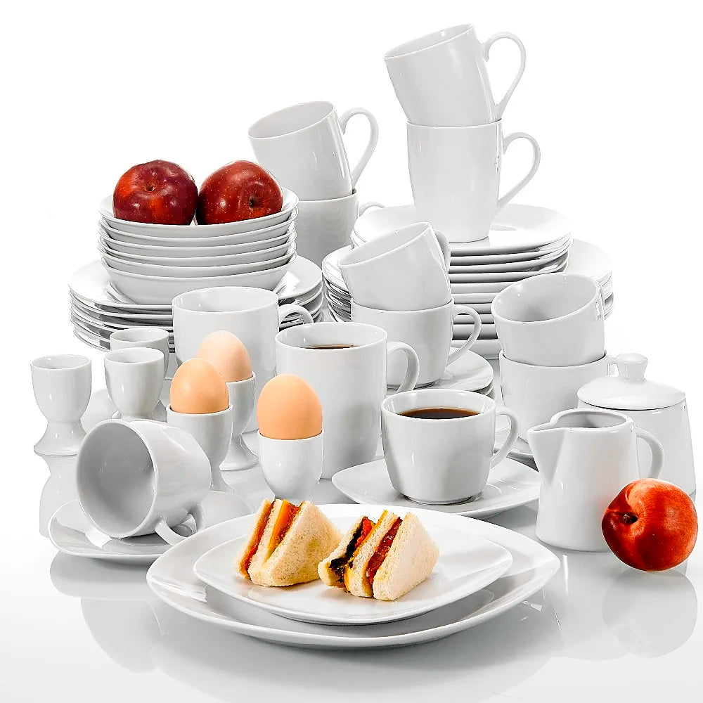 MALACASA Elisa Porcelain Dinnerware Set With Cups And Bowls