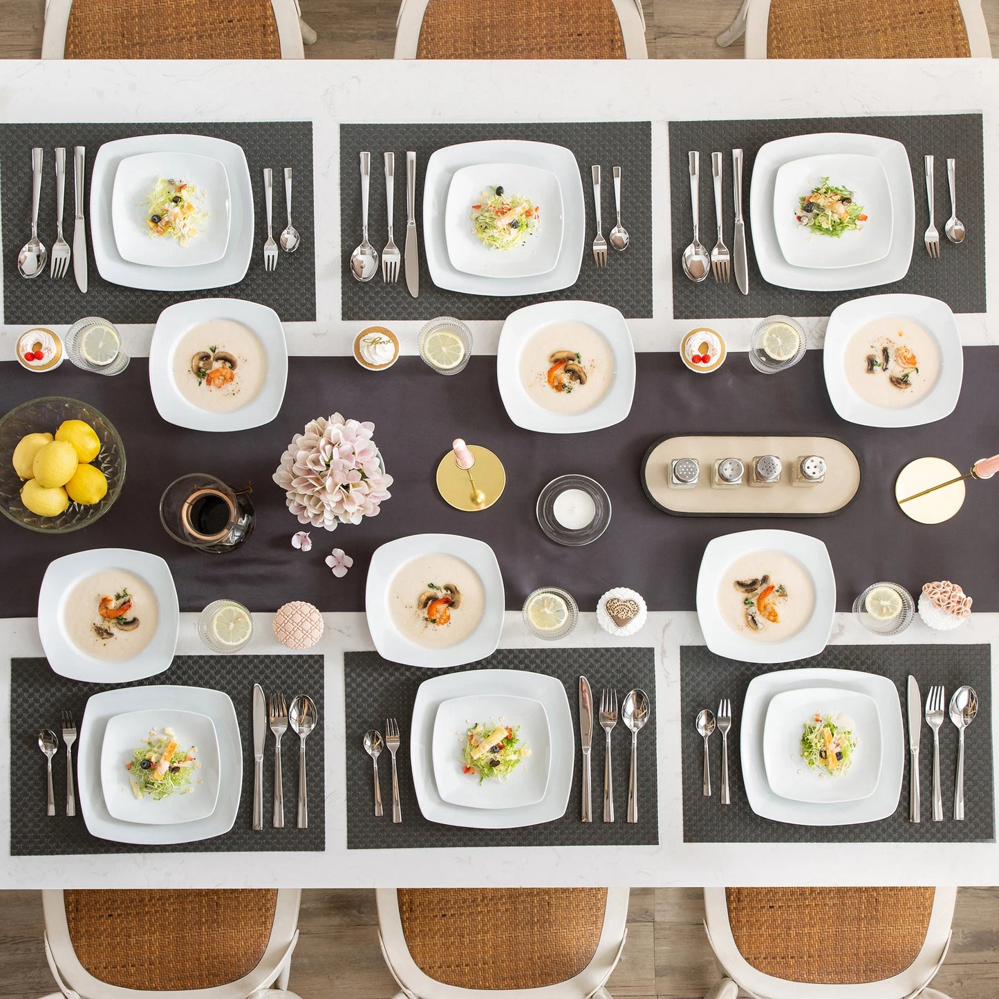 MALACASA Julia Porcelain Dinnerware Set Service For 6