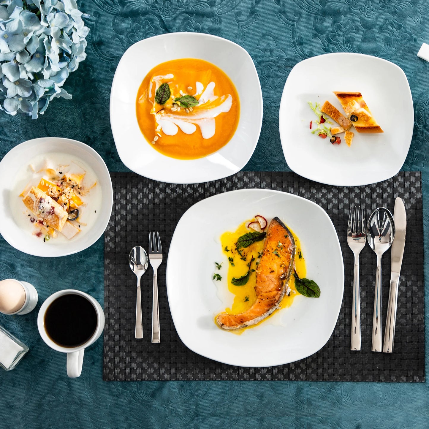 MALACASA Elisa Porcelain Dinnerware Set With Cups And Bowls