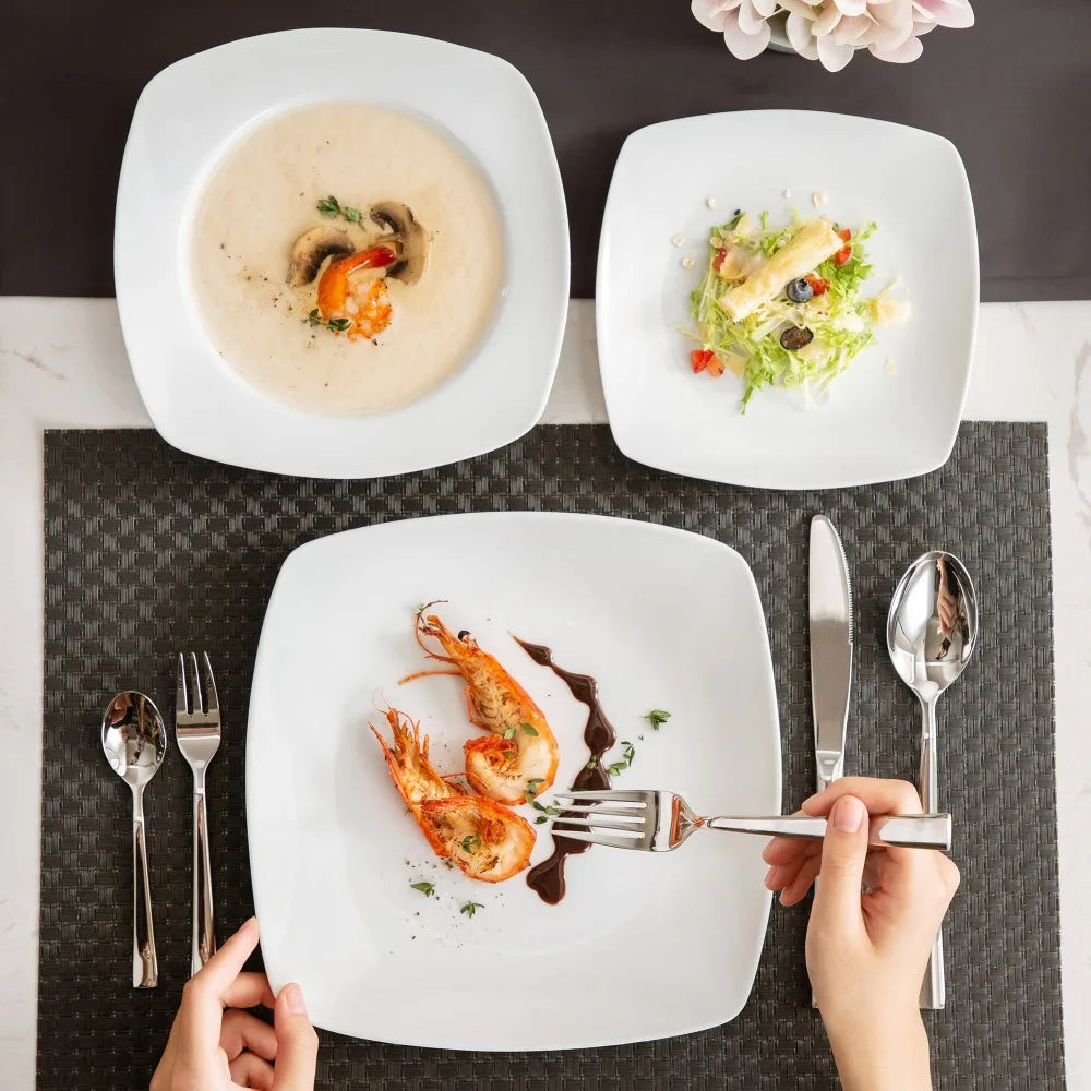MALACASA Julia Porcelain Dinnerware Set Service For 6