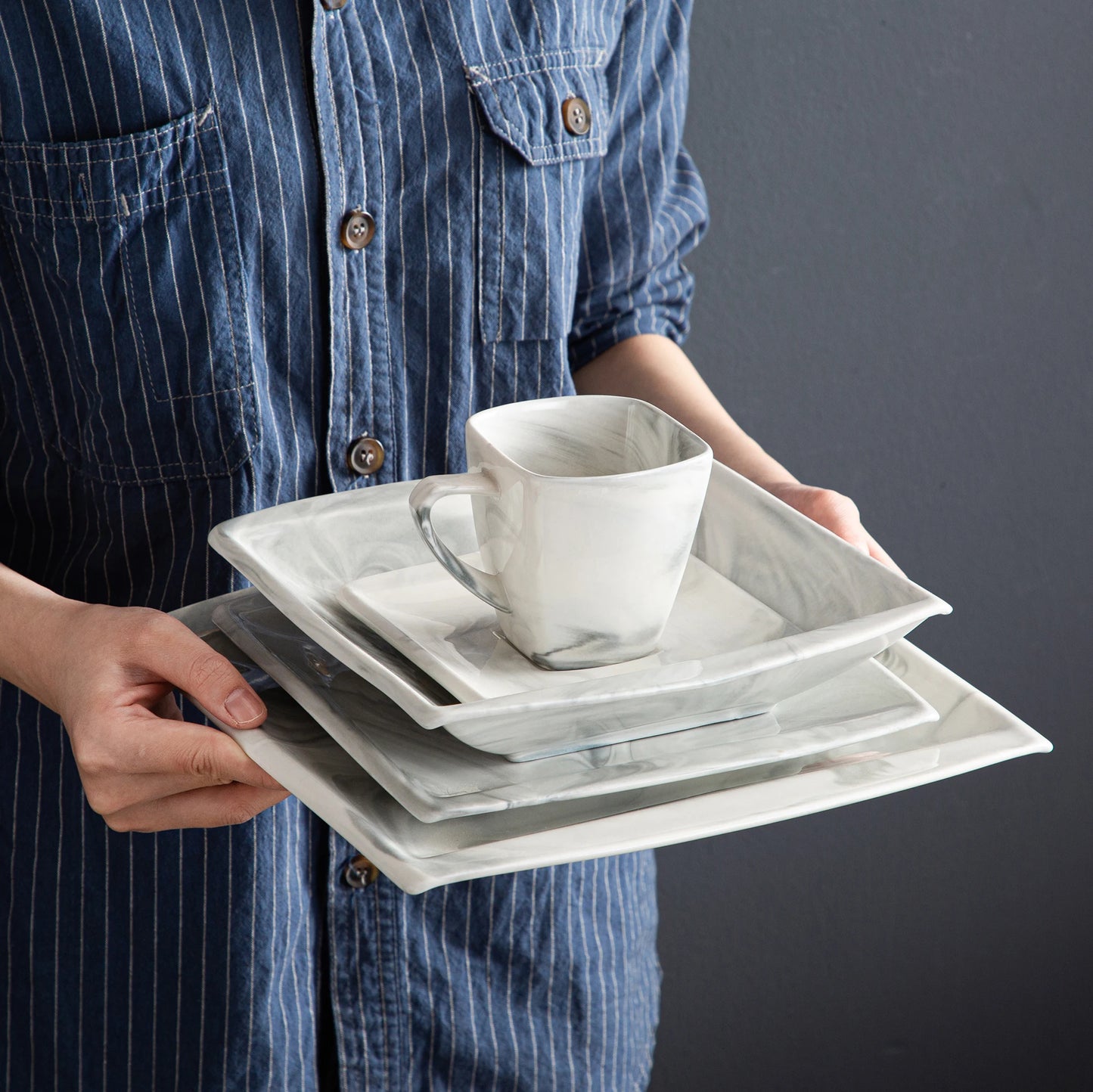 MALACASA Porcelain Dinnerware Set For 12 Service Elegant Tableware