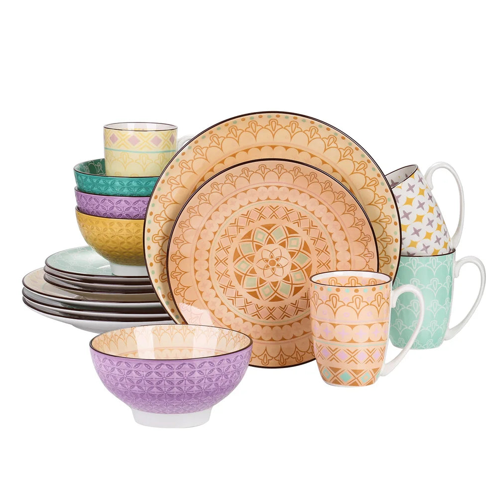 MALACASA Tulip Porcelain Dinnerware Set 4 Design Collection