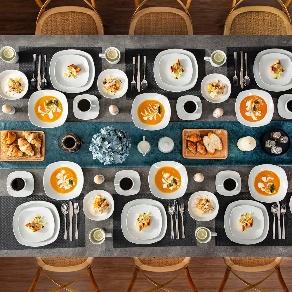 MALACASA Elisa Porcelain Dinnerware Set With Cups And Bowls