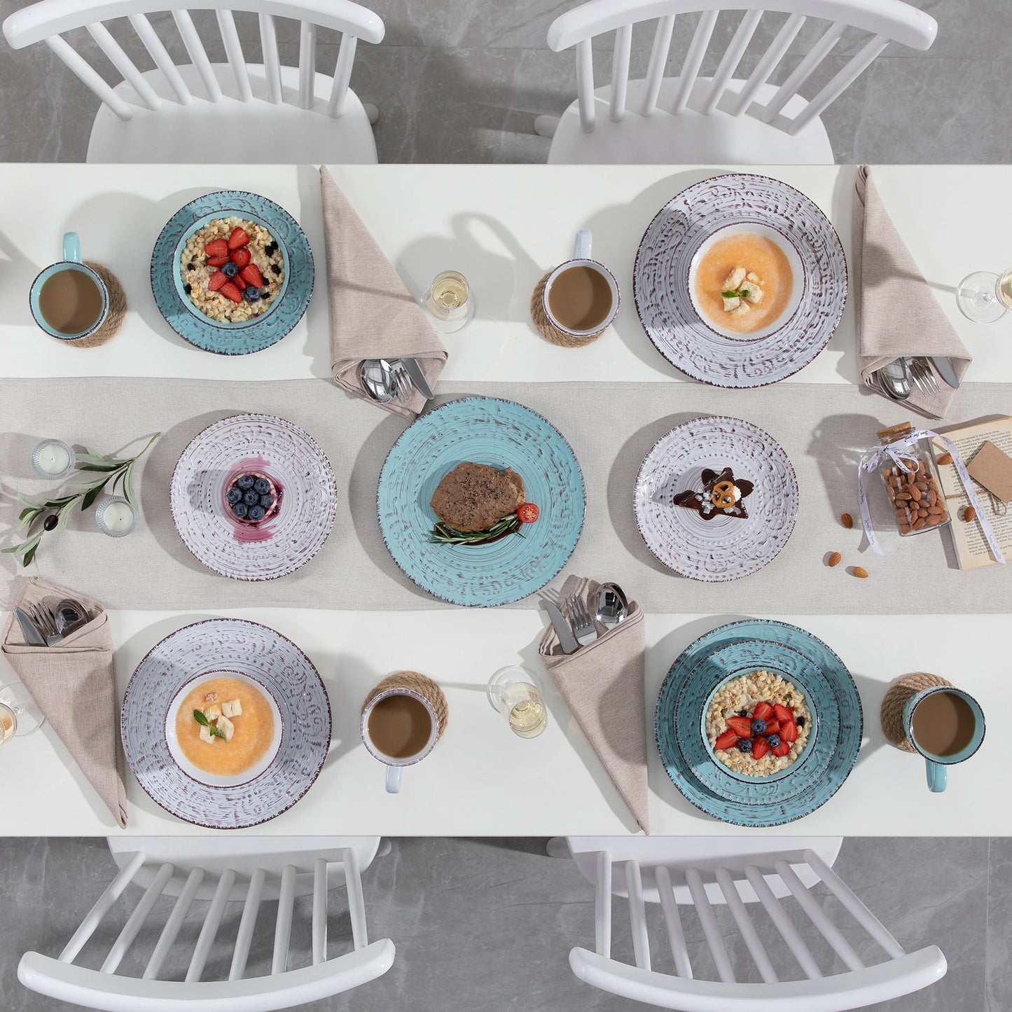 MALACASA Vine Ceramic Dinnerware Set Stoneware Tableware