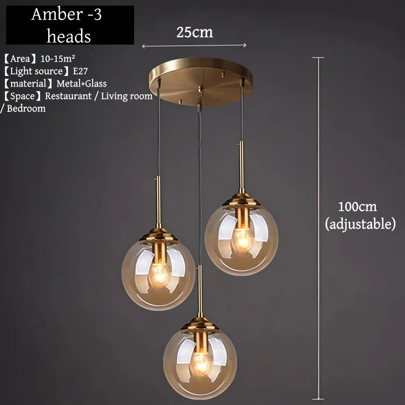 MSZGJY LED Modern Luxury Metal Chandelier Glass Pendant Lamp