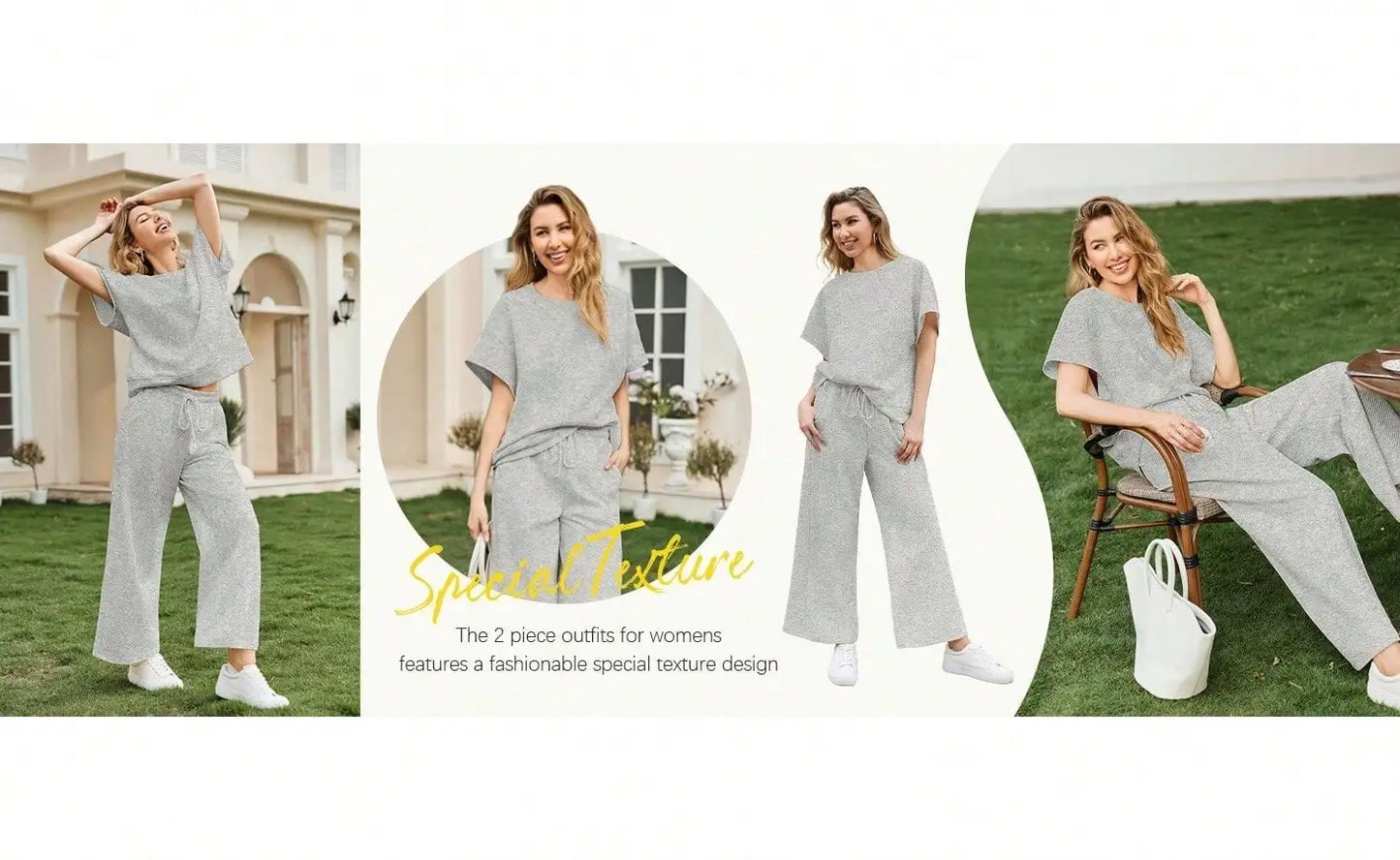 Fisoew Luxury Two Piece Sweatsuit Set With Drawstring Waist