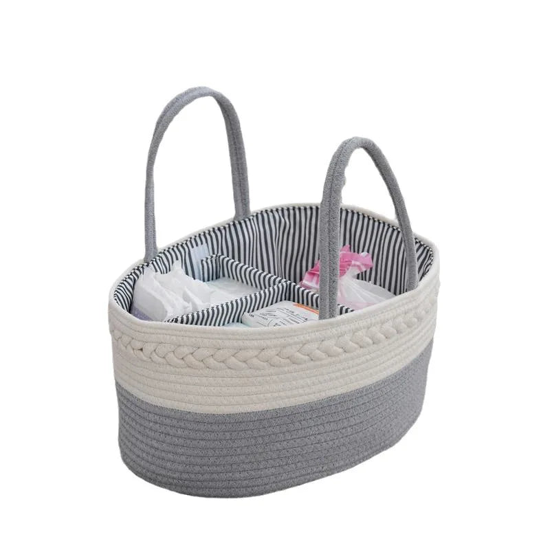 Cotton Rope Woven Storage Basket Diaper Organizer Removable