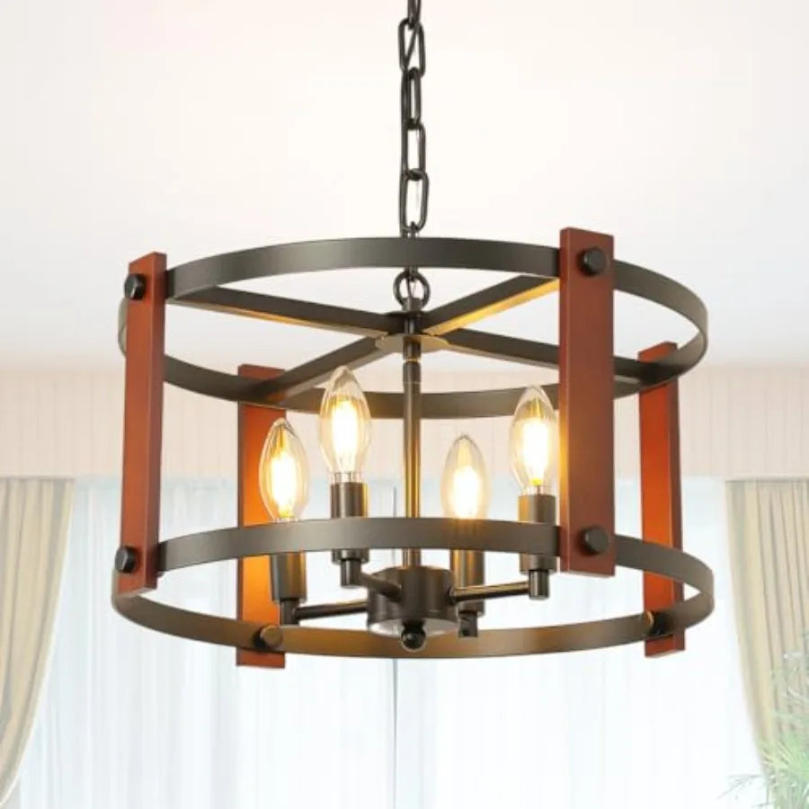 Farmhouse Wood Chandelier Pendant Light Ceiling Fixture For Dining Room
