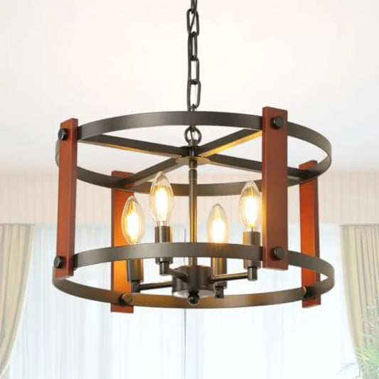 Farmhouse Wood Chandelier Pendant Light Ceiling Fixture For Dining Room