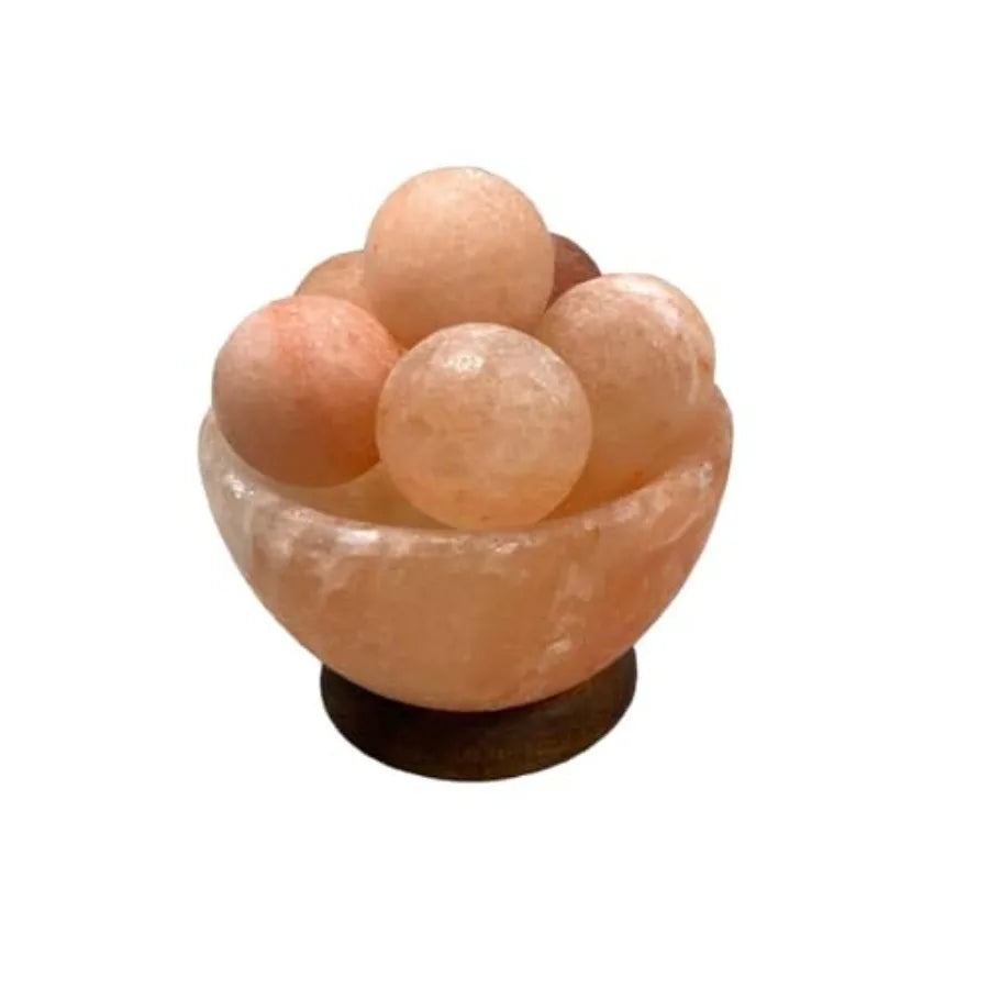 Himalayan Salt Lamp With Wooden Base For Calming Home Decor