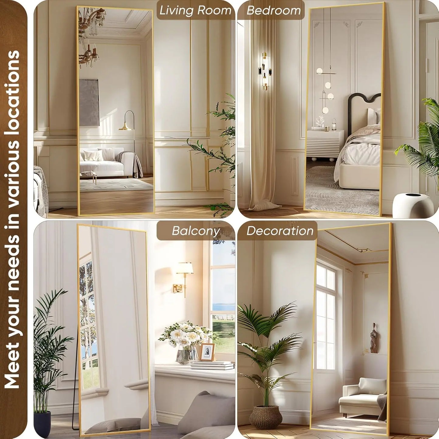 Antok Full Body Mirror With Stable Floor Stand For Bedroom
