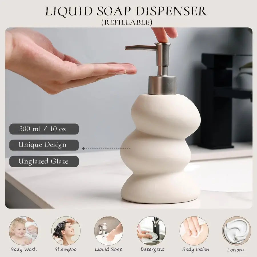 Accessory Set 5PCS, Ceramic Bathroom Accessories Set, Irregular Shape Small Bathroom Sets Accessories Complete, Home Apartment M