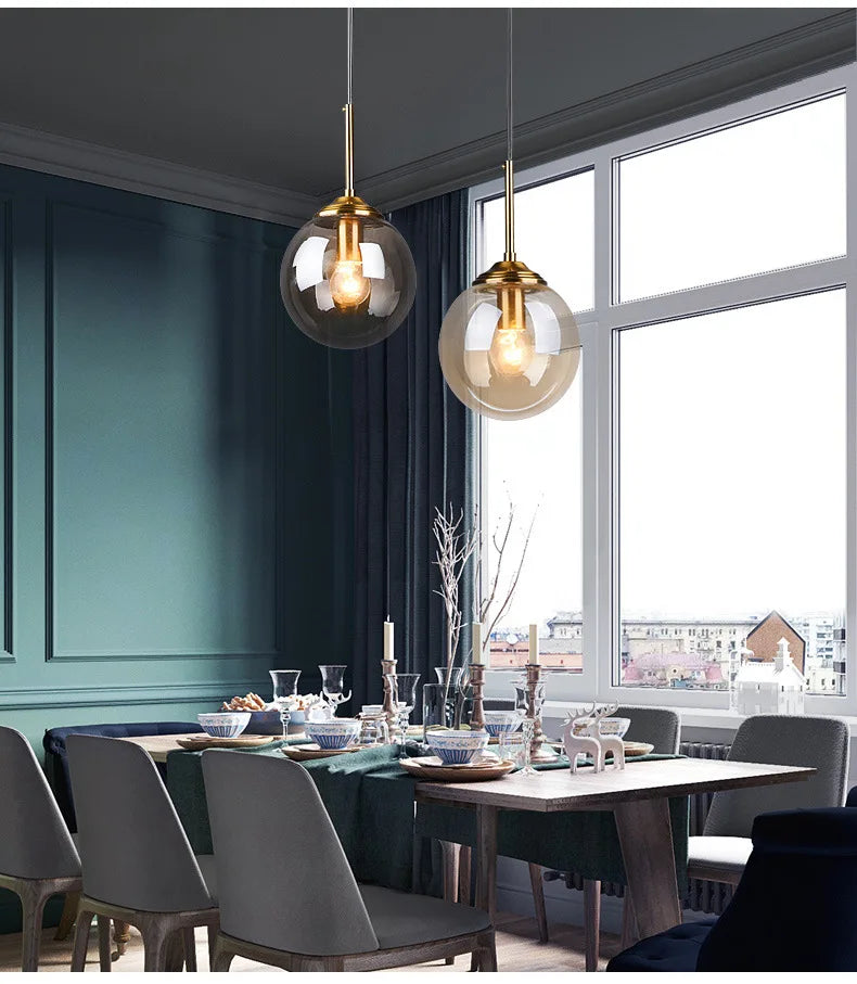 MSZGJY LED Modern Luxury Metal Chandelier Glass Pendant Lamp