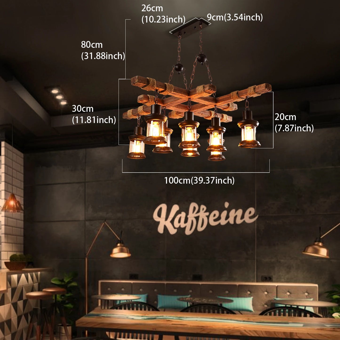 Vintage Wood Ceiling Chandelier Industrial Pendant Light