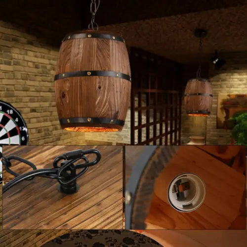 Vintage Old West Wine Barrel Hanging Light For Cafe Bar