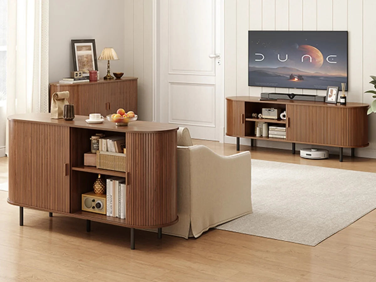 55" Sideboard Buffet Cabinet, Storage Cabinet  Adjustable Shelf, Wood Fluted Accent Coffee Bar Console Table for Kitchen