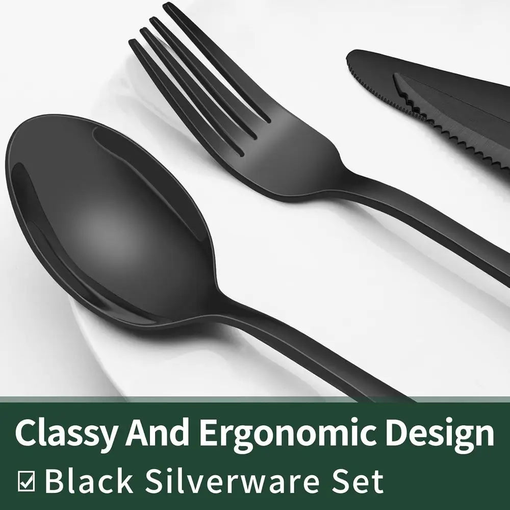 24-Piece Stainless Steel Silverware Set With Steak Knives