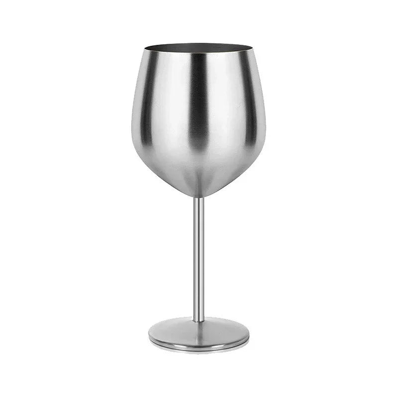 Stainless Steel Goblet Wine Glass Unbreakable Bar Glass