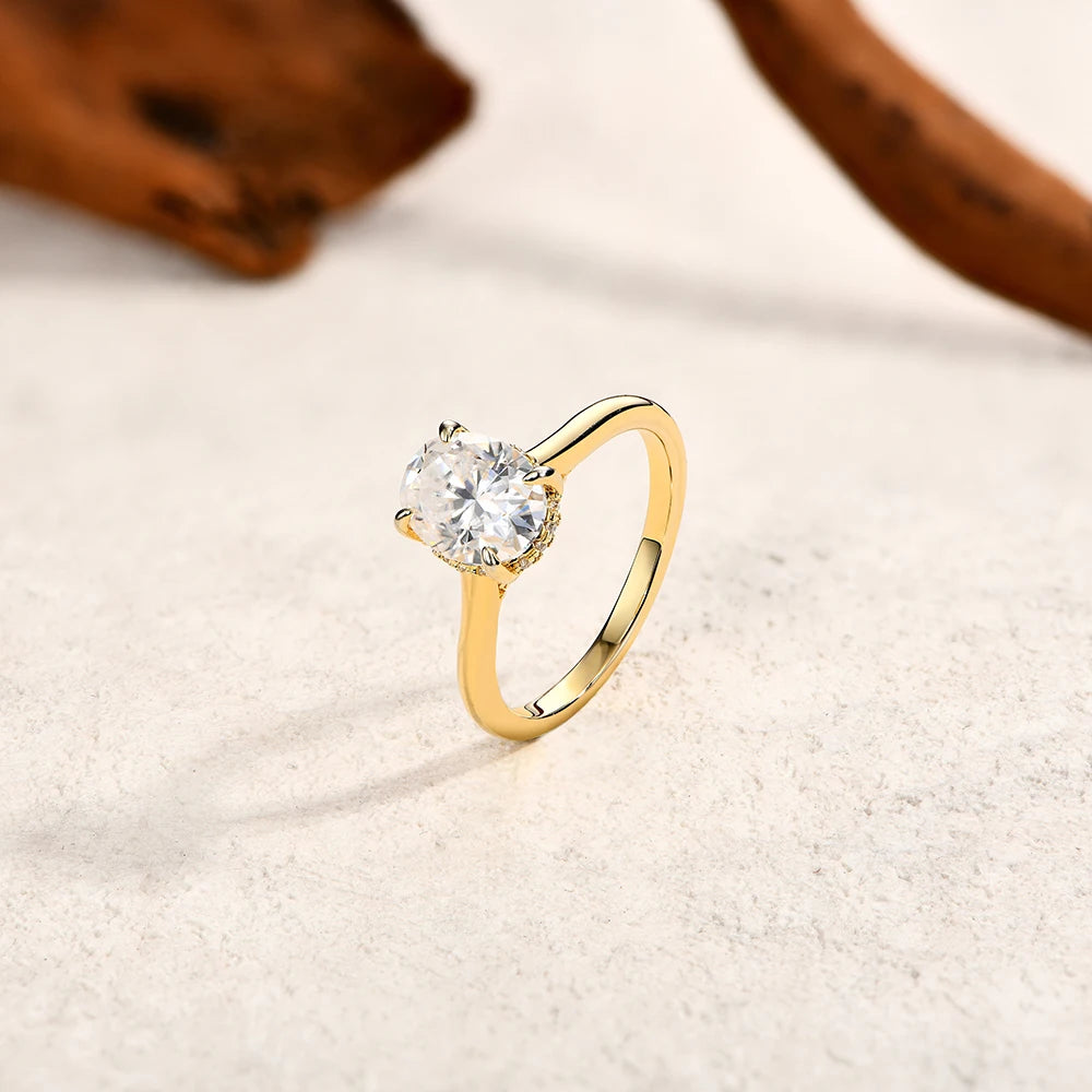 Moissanite Ring For Women Oval S925 Silver Engagement