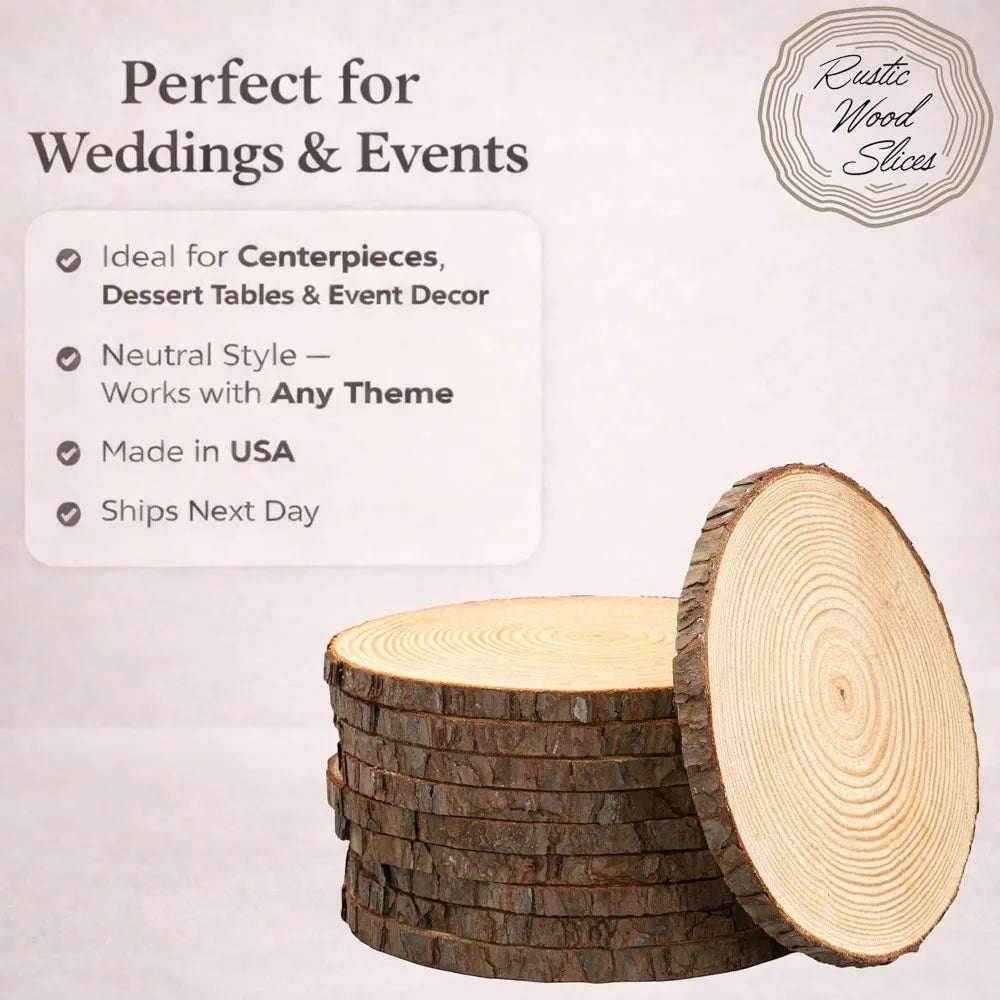 Unfinished Wood Slices Set Of 12 For Centerpieces Craft Projects