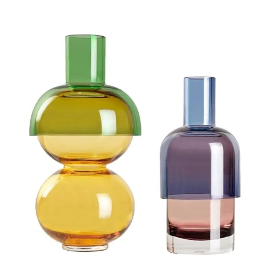 Reversible Glass Flower Vase and Bud Vase Set of 2
