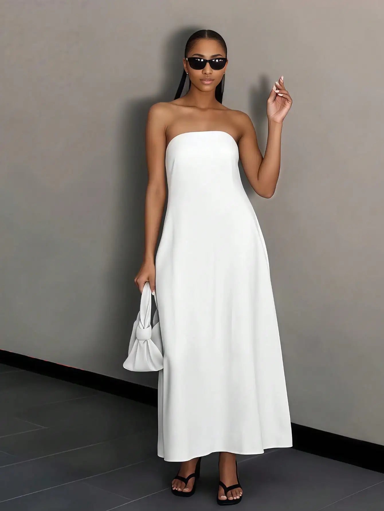 Strapless Sleeveless Maxi Dress For Beach Wedding Guests