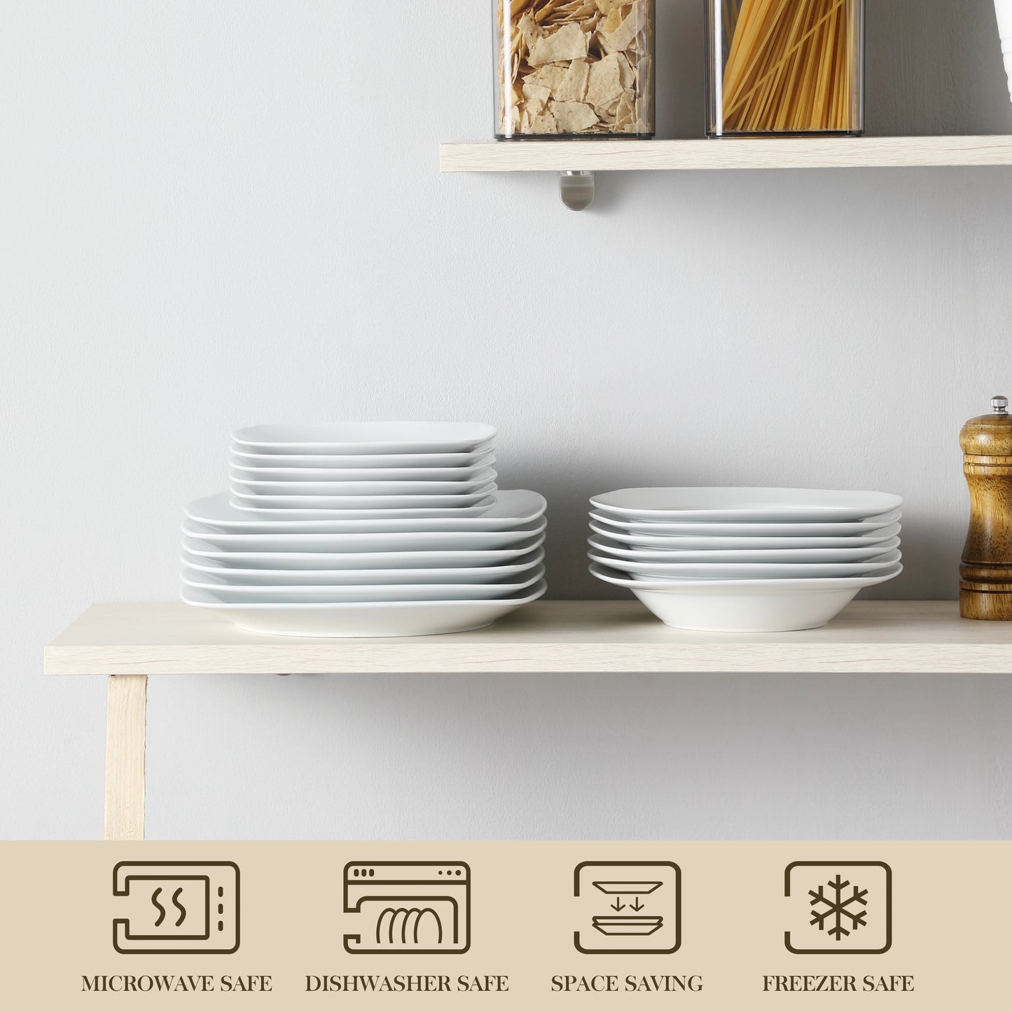 MALACASA Julia 18-Piece Dinnerware Set Service For 6