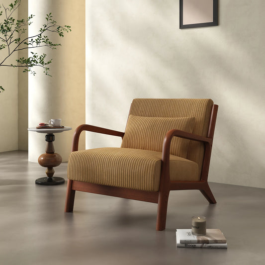QWCCover Mid Century Modern Reading Chair Fabric Wood Frame