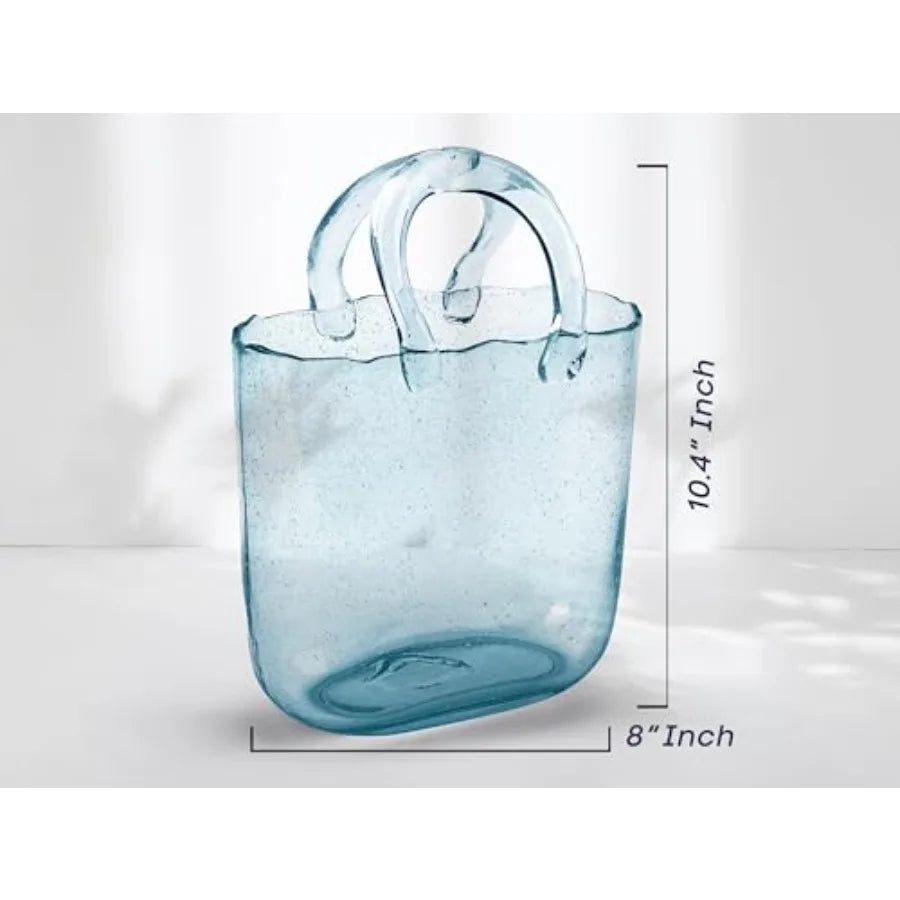 Handmade Glass Purse Vase for Centerpieces and Floral Arrangements
