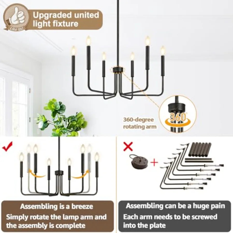 Rustic 6 Light Antique Farmhouse Chandelier Pendant Light