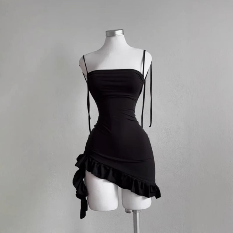 Linglsix Backless Lace Up Bodycon Mini Dress for Women