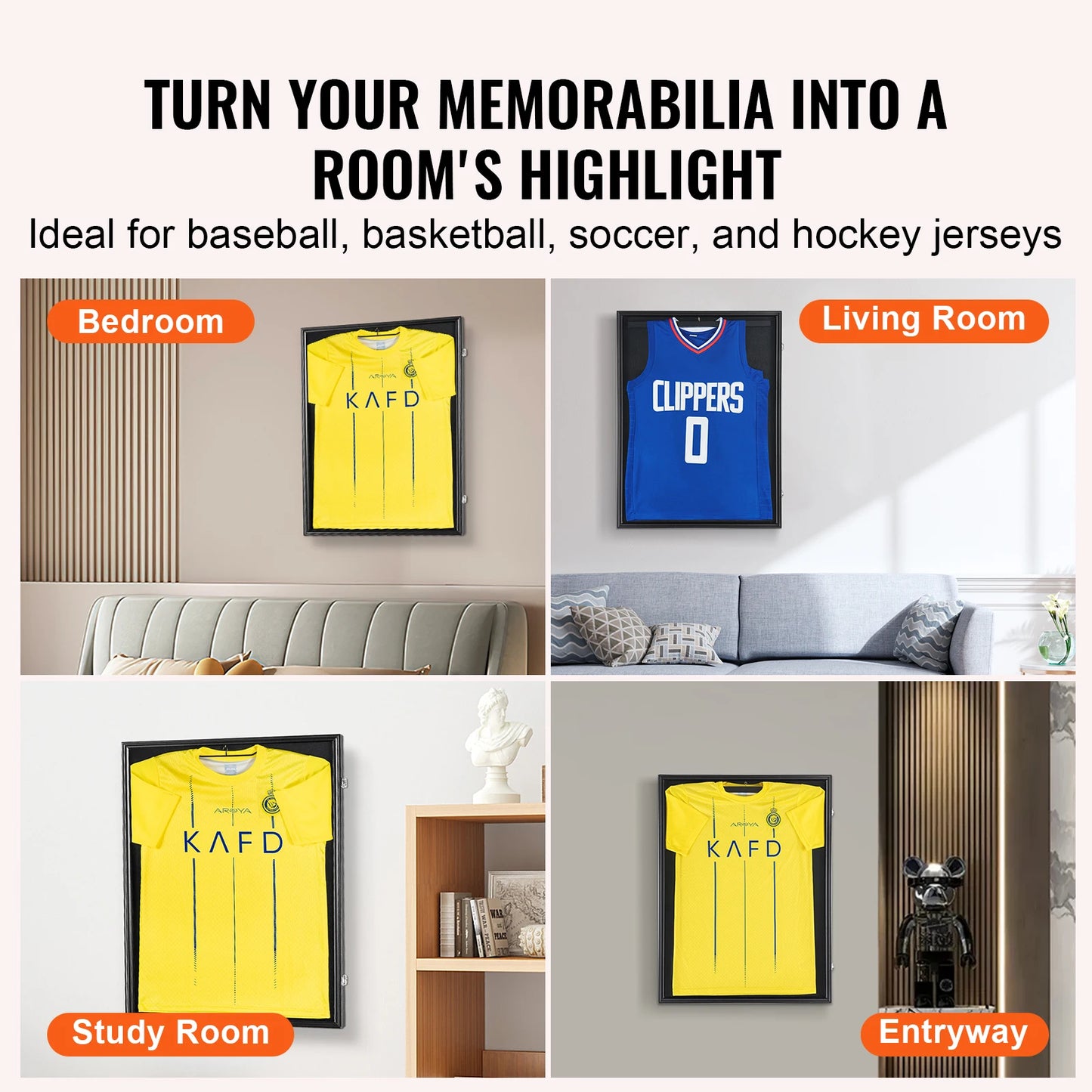 SucceBuy Jersey Display Frame Case Lockable Shadow Box UV Protected