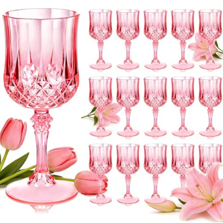 Plastic Wine Glasses Disposable Goblets 24 Pack For Party