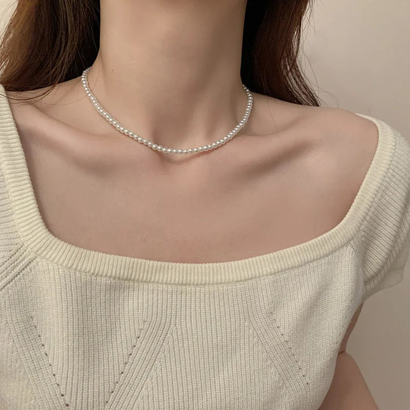 LOVBEAFAS Pearl Choker Necklace For Women And Men Vintage Beads Gift
