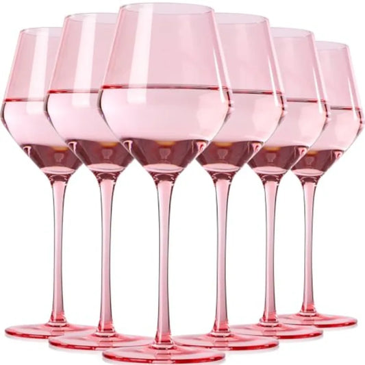 Hand Blown Crystal Wine Glasses With Tall Long Stems