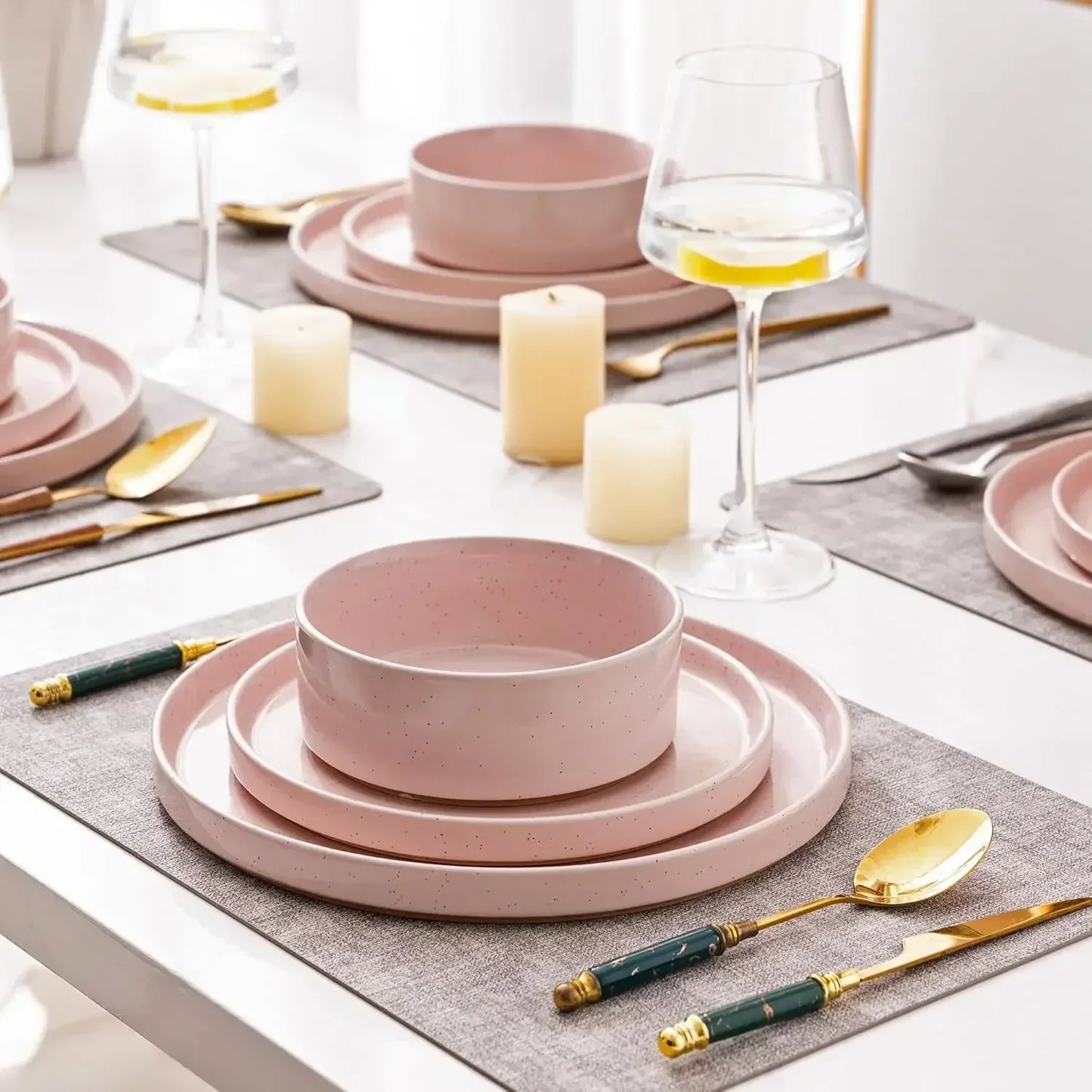 Speckled Ceramic Dinnerware Set With Stoneware Plates And Bowls Dishwasher Safe