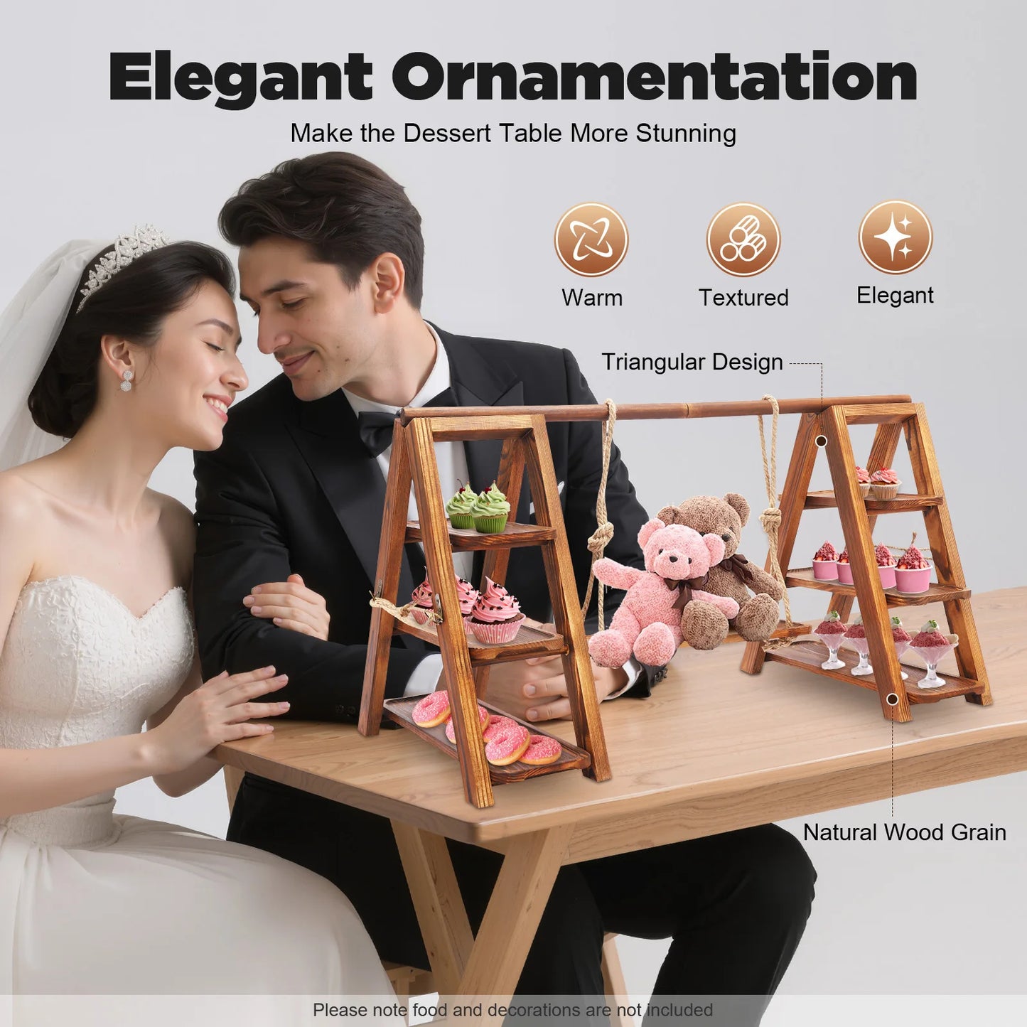 3-Tier Wooden Cake Stand With Removable Trays