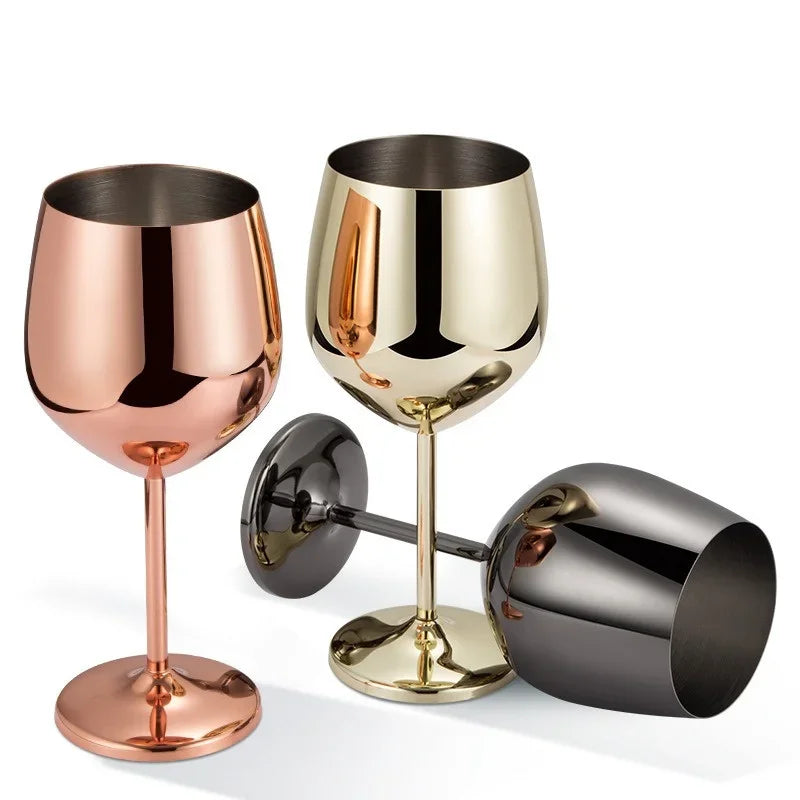 Stainless Steel Goblet Wine Glass Unbreakable Bar Glass