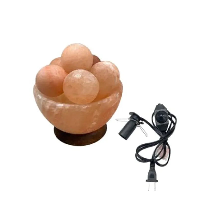 Himalayan Salt Lamp With Wooden Base For Calming Home Decor