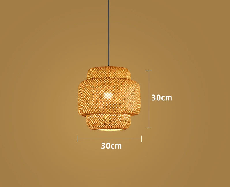 Molden Bamboo Lantern Pendant Light Natural Rattan E27 LED Chandeliers