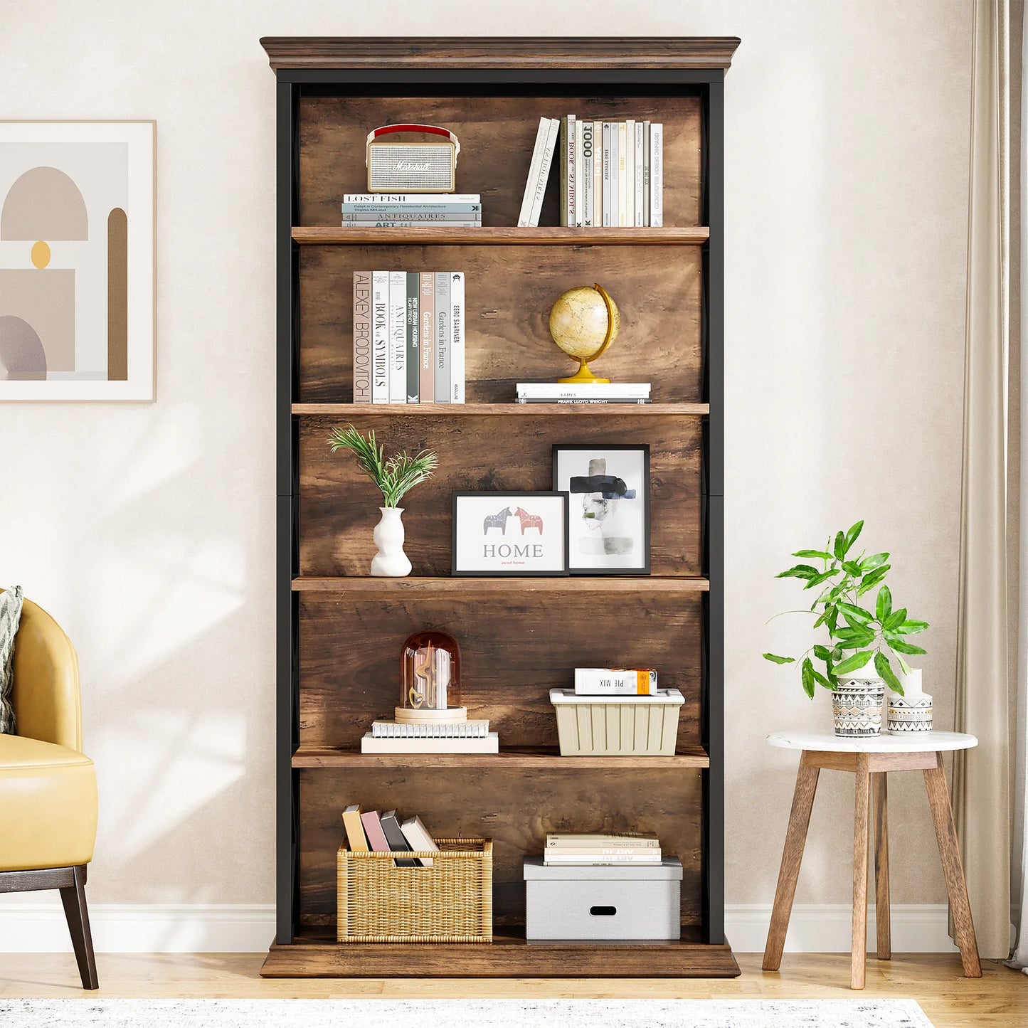 Tribesigns Five Tier Industrial Bookcase, Floor Standing Bookshelves