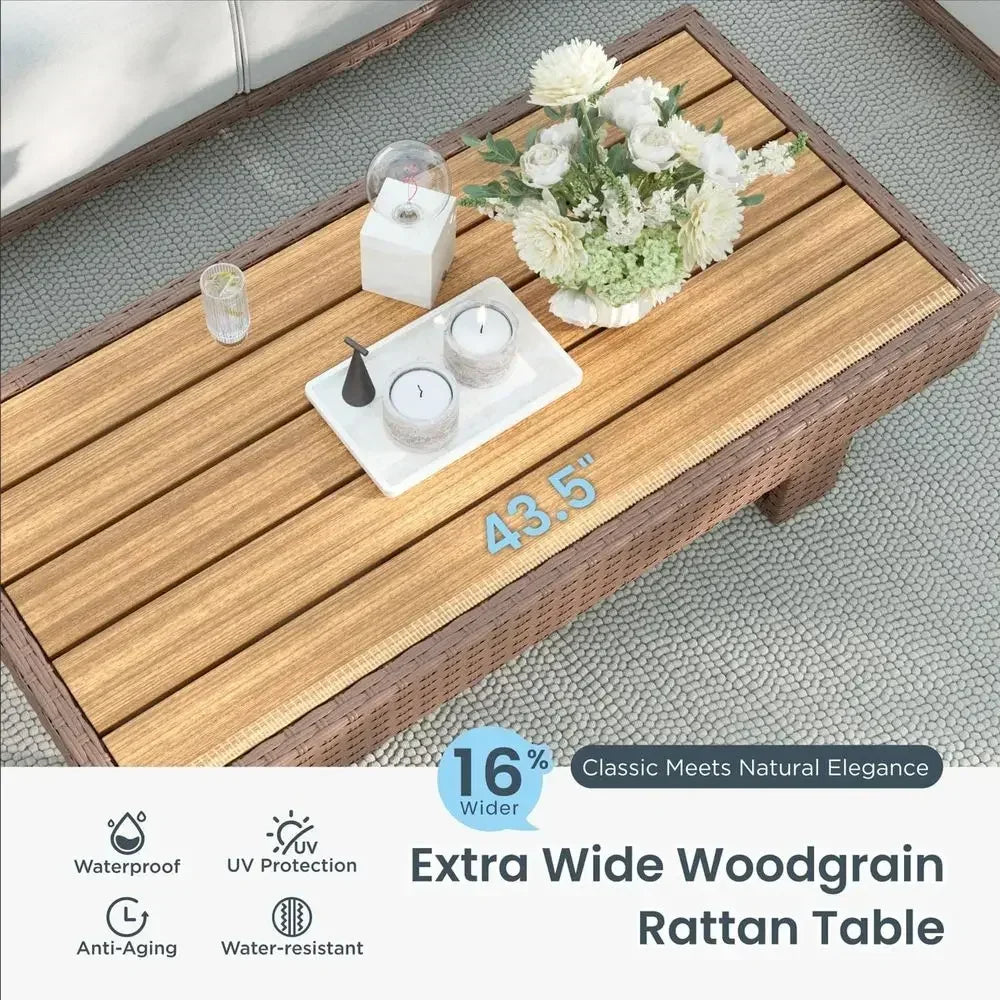HDPE Patio Furniture Set 5 Piece Sectional Outdoor Wicker