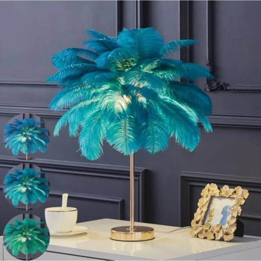 Ostrich Feather Lamp With 3 Temperature Modes For Bedside