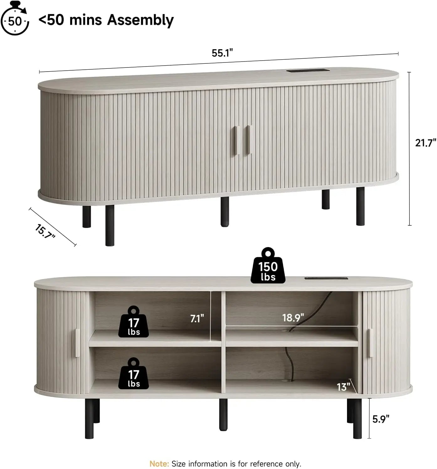 TV Stand with Power Outlet for TVs up to 60/70", Entertainment Center, TV Table with Sliding Doors Storage Adjustable Shelves