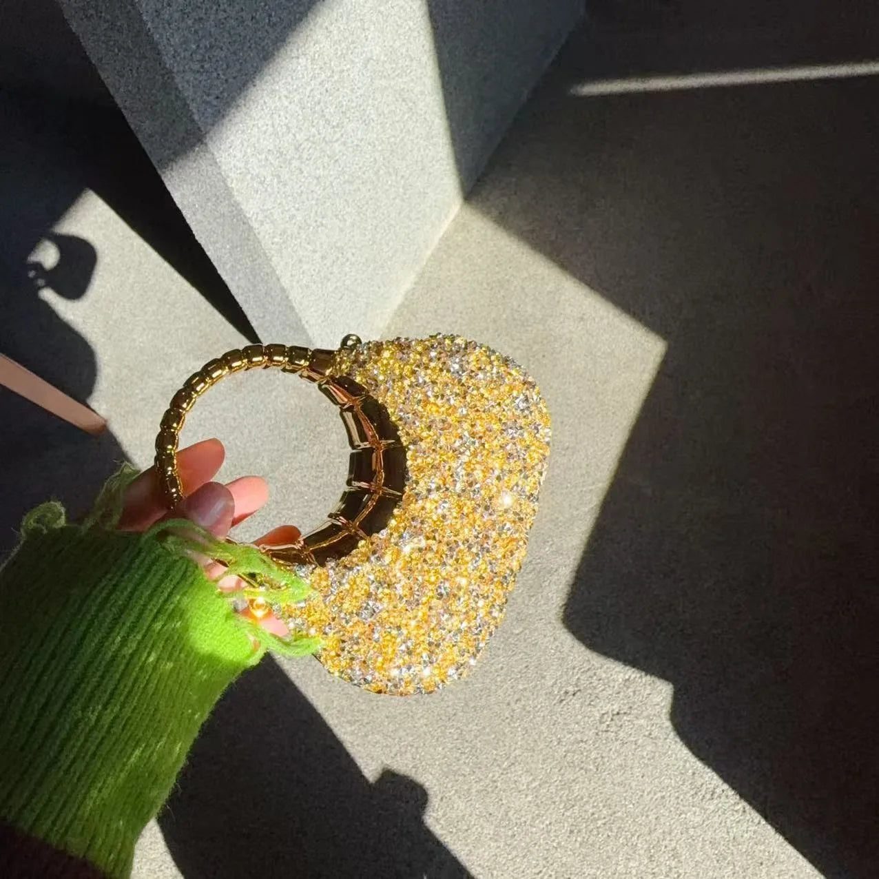 Heart Shaped Sequin Diamond Evening Bag Clutch for Weddings