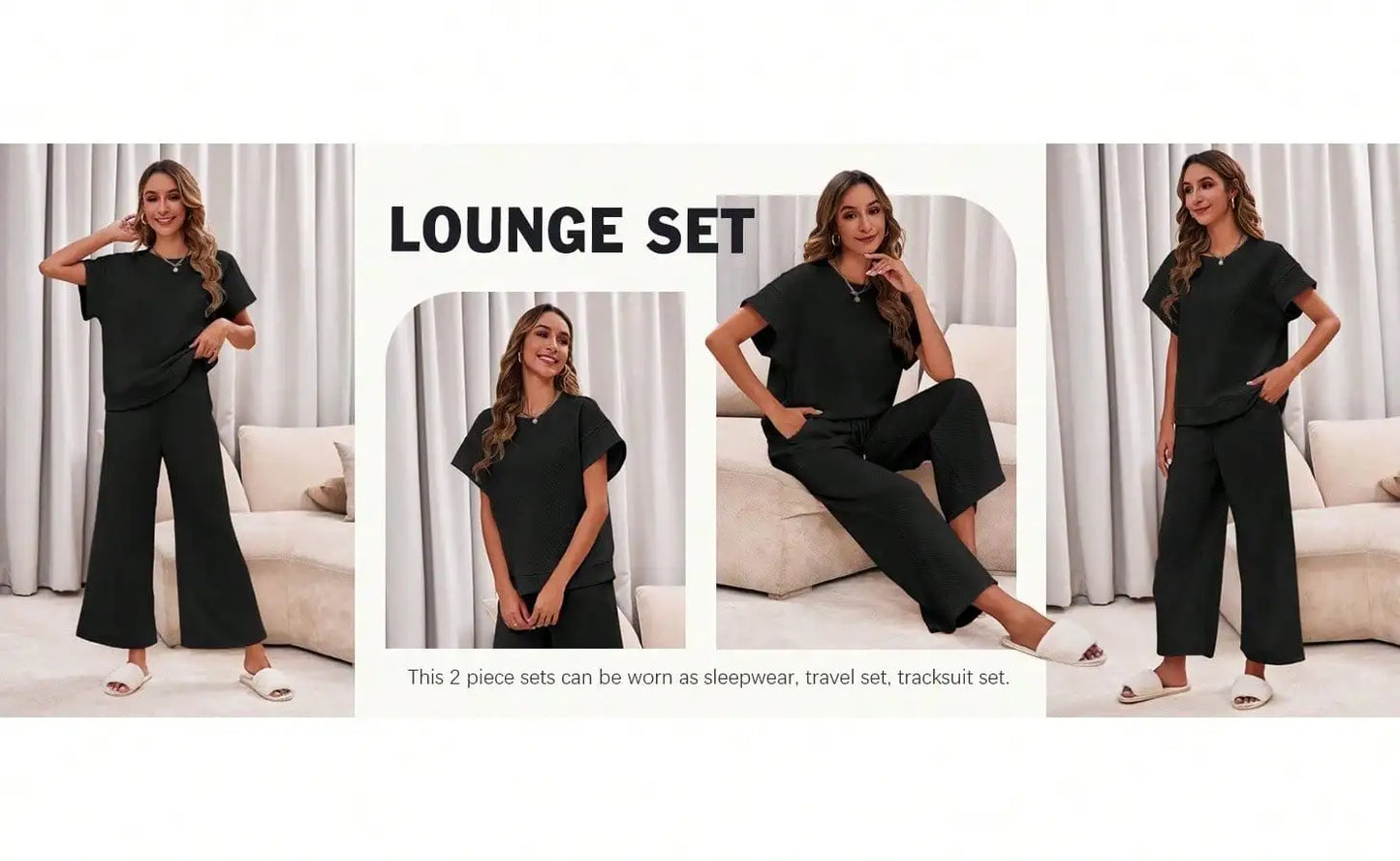 Fisoew Luxury Two Piece Sweatsuit Set With Drawstring Waist