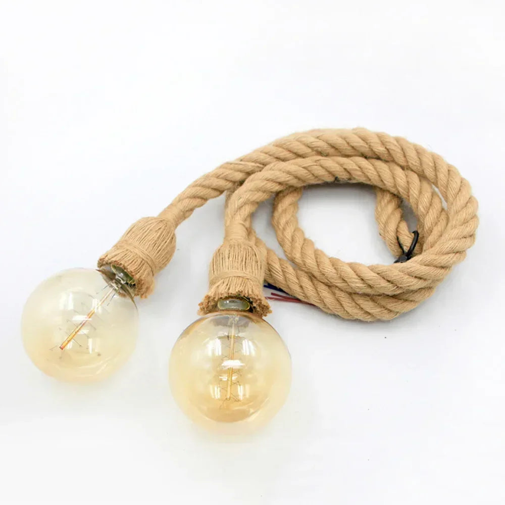 COOINJOY Industrial E27 Hemp Rope Pendant Lights
